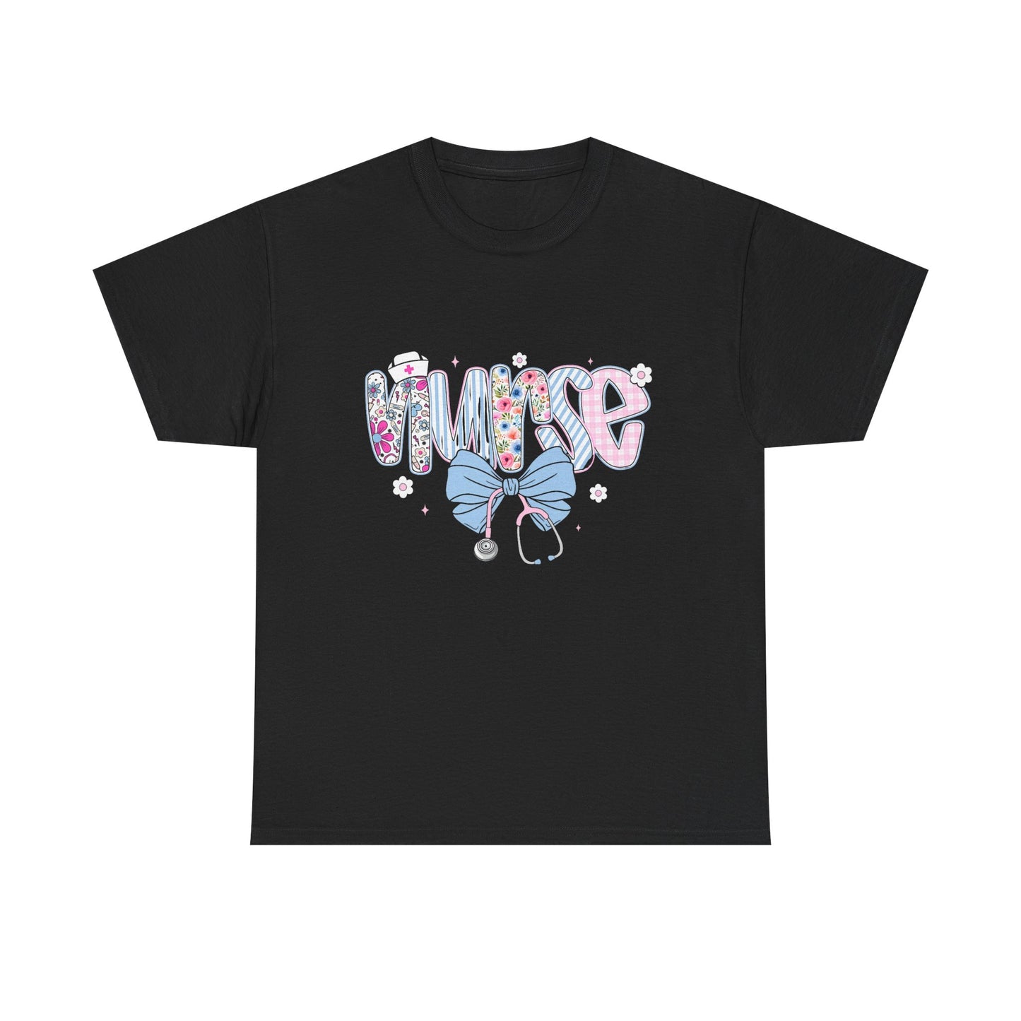 Women's Nurse Life Tee — Cute Floral 'NURSE' Bow Scrubs Graphic T-Shirt