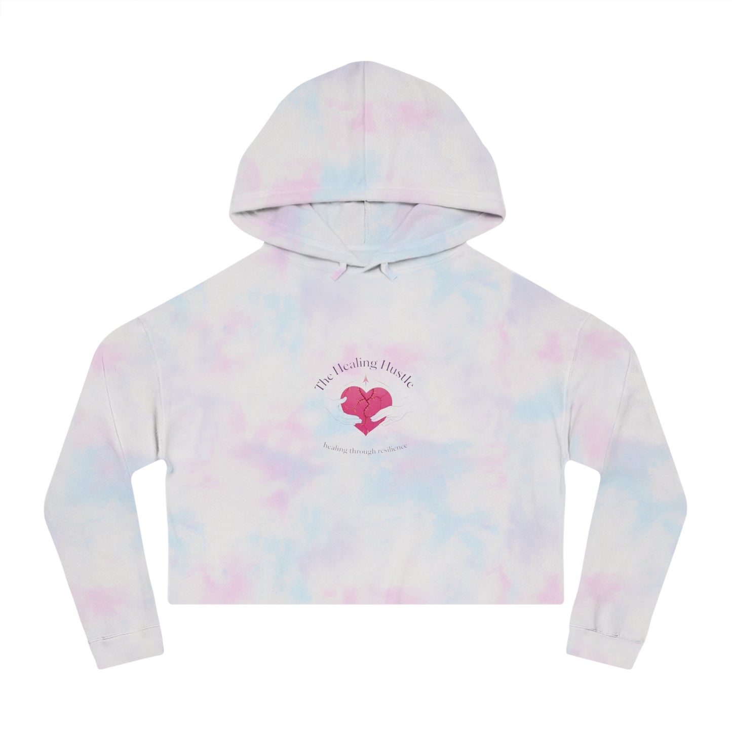 Cropped Hoodie — 'The Healing Heart' Pink Heart Logo Women's Cropped Hooded Sweatshirt
