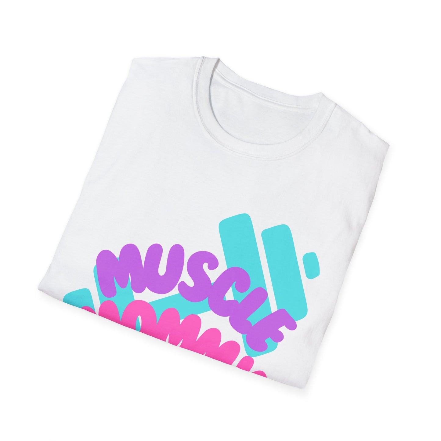 Muscle Mommy T-Shirt — Cute Fitness Mom Tee (Pastel Pink & Teal)