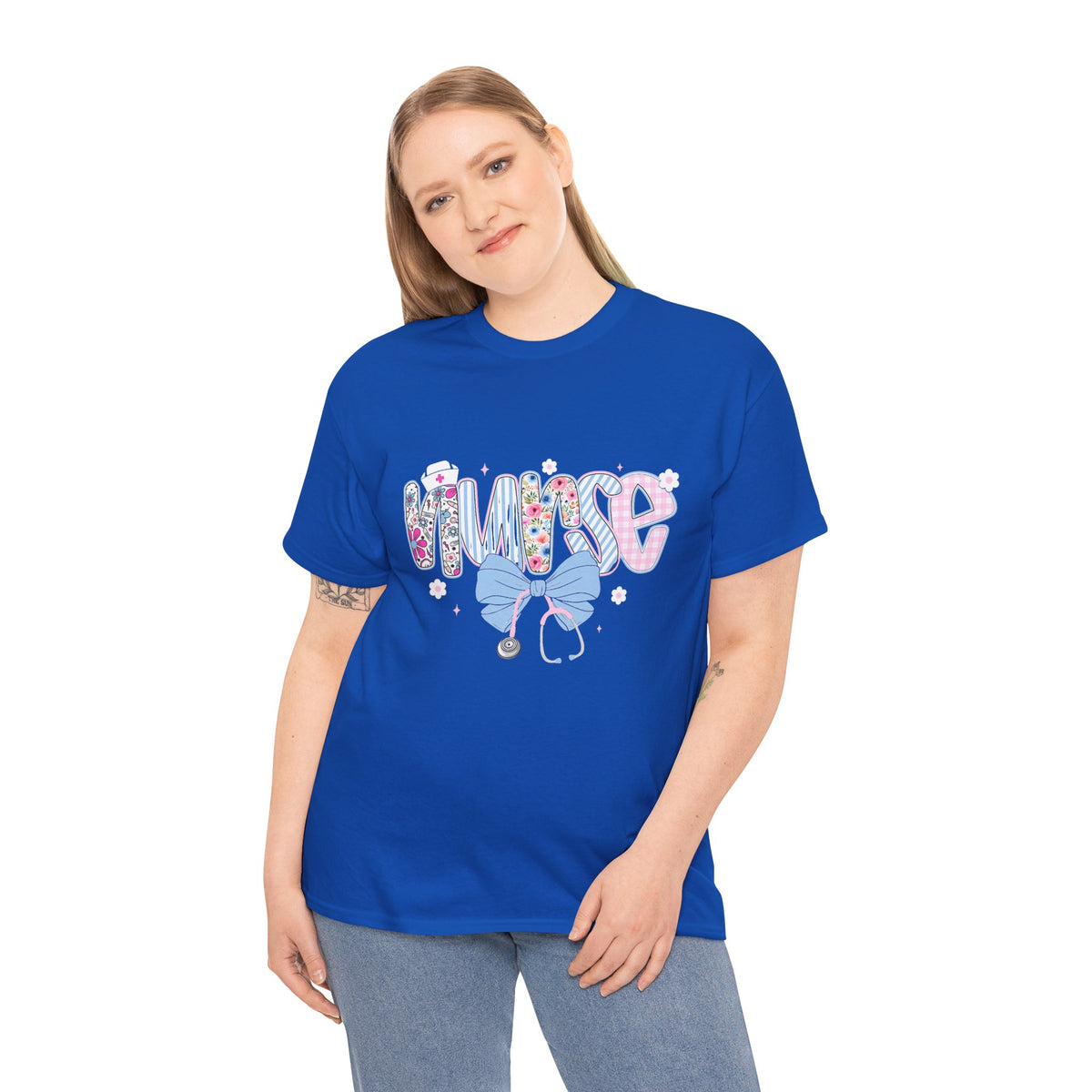Women's Nurse Life Tee — Cute Floral 'NURSE' Bow Scrubs Graphic T-Shirt