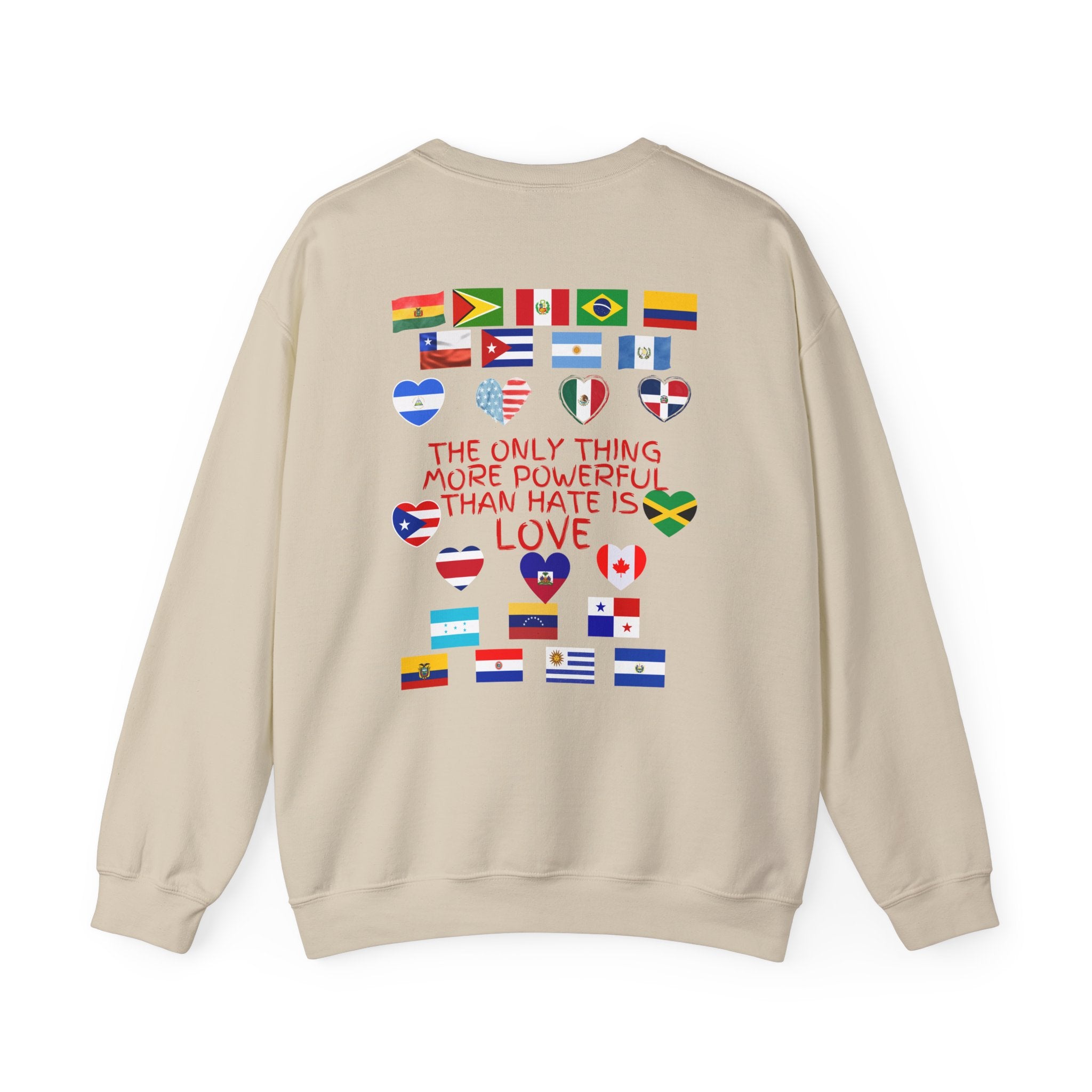 Crewneck Sweatshirt — 'Together We Rise' Love & International Flags Peace Design