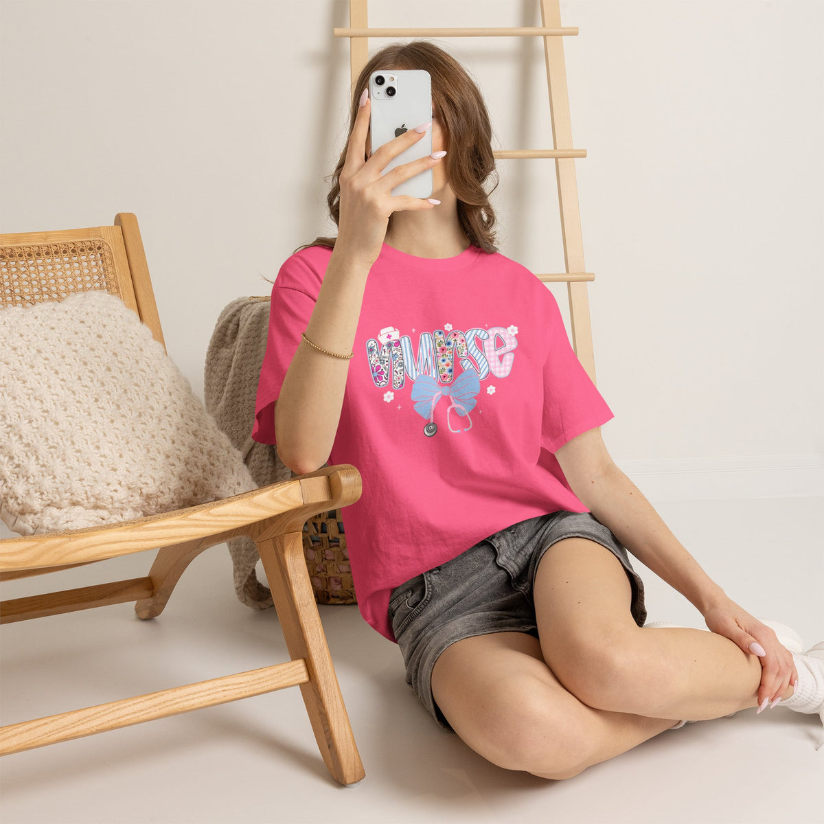 Women's Nurse Life Tee — Cute Floral 'NURSE' Bow Scrubs Graphic T-Shirt