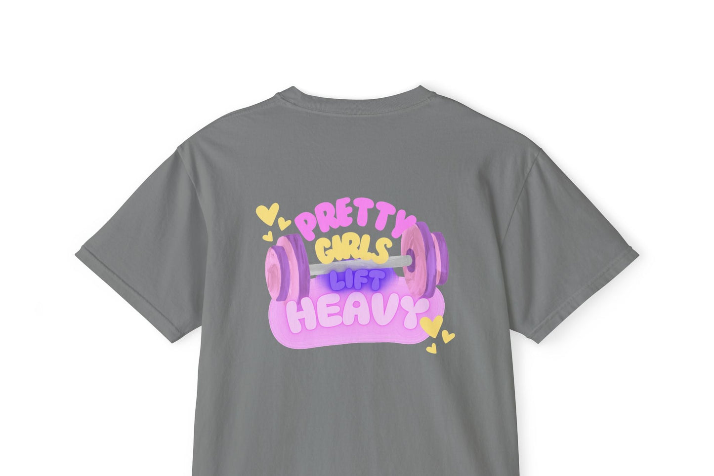 Pocket T-Shirt — "Pretty Girls Lift Heavy" Cute Pastel Weightlifting Tee
