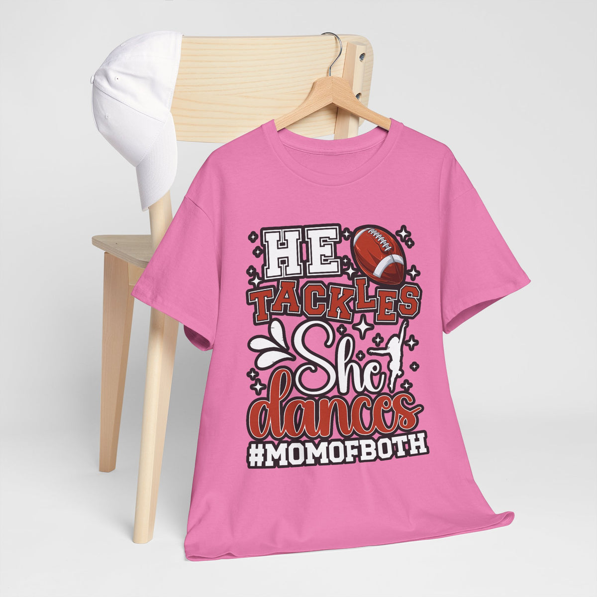 Mom of Both Football & Dance T-Shirt – "He Tackles, She Dances" #MOMOFBOTH
