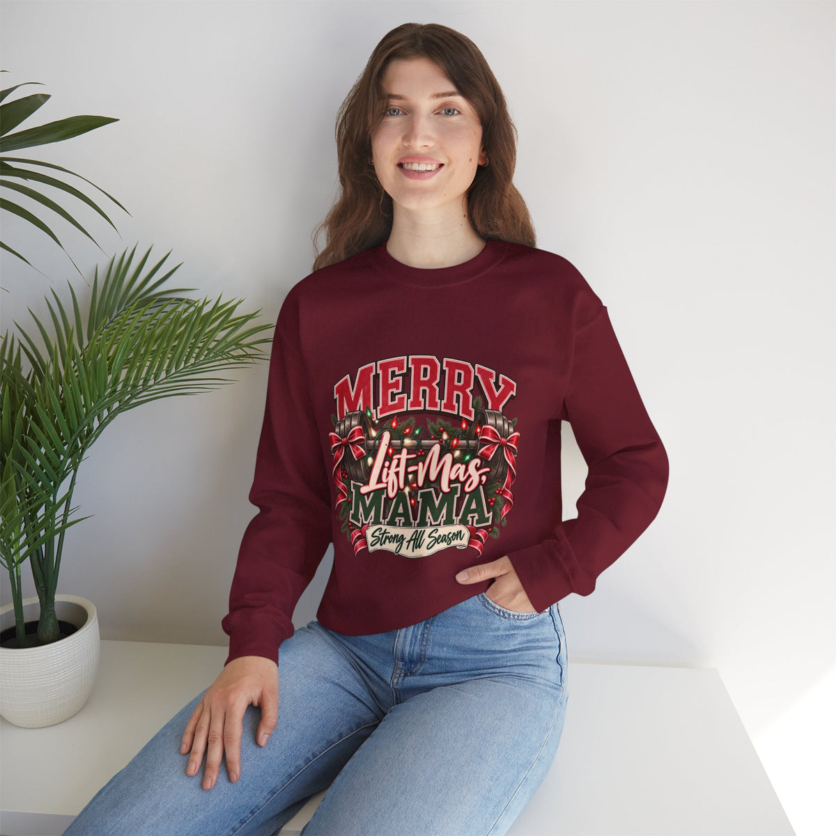 Crewneck Sweatshirt — "Merry Lit-Mas Mama" Christmas Graphic