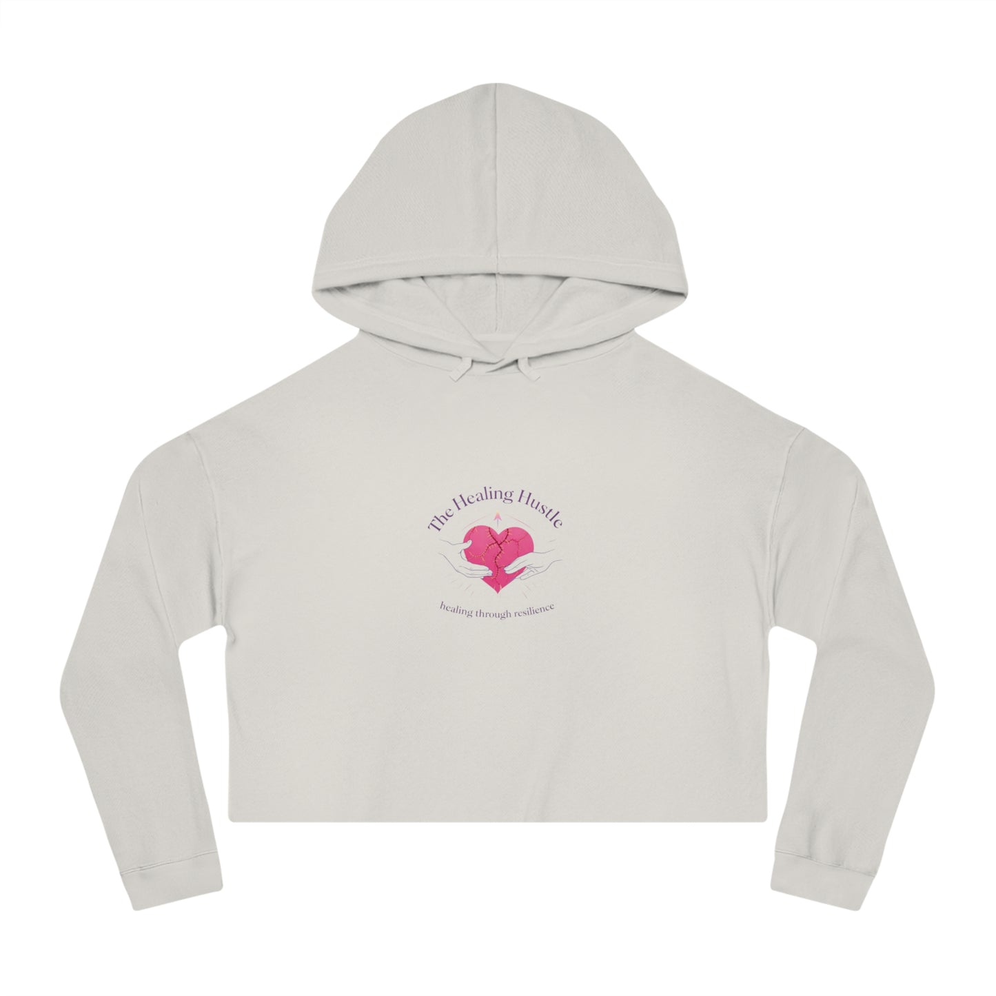 Cropped Hoodie — 'The Healing Heart' Pink Heart Logo Women's Cropped Hooded Sweatshirt