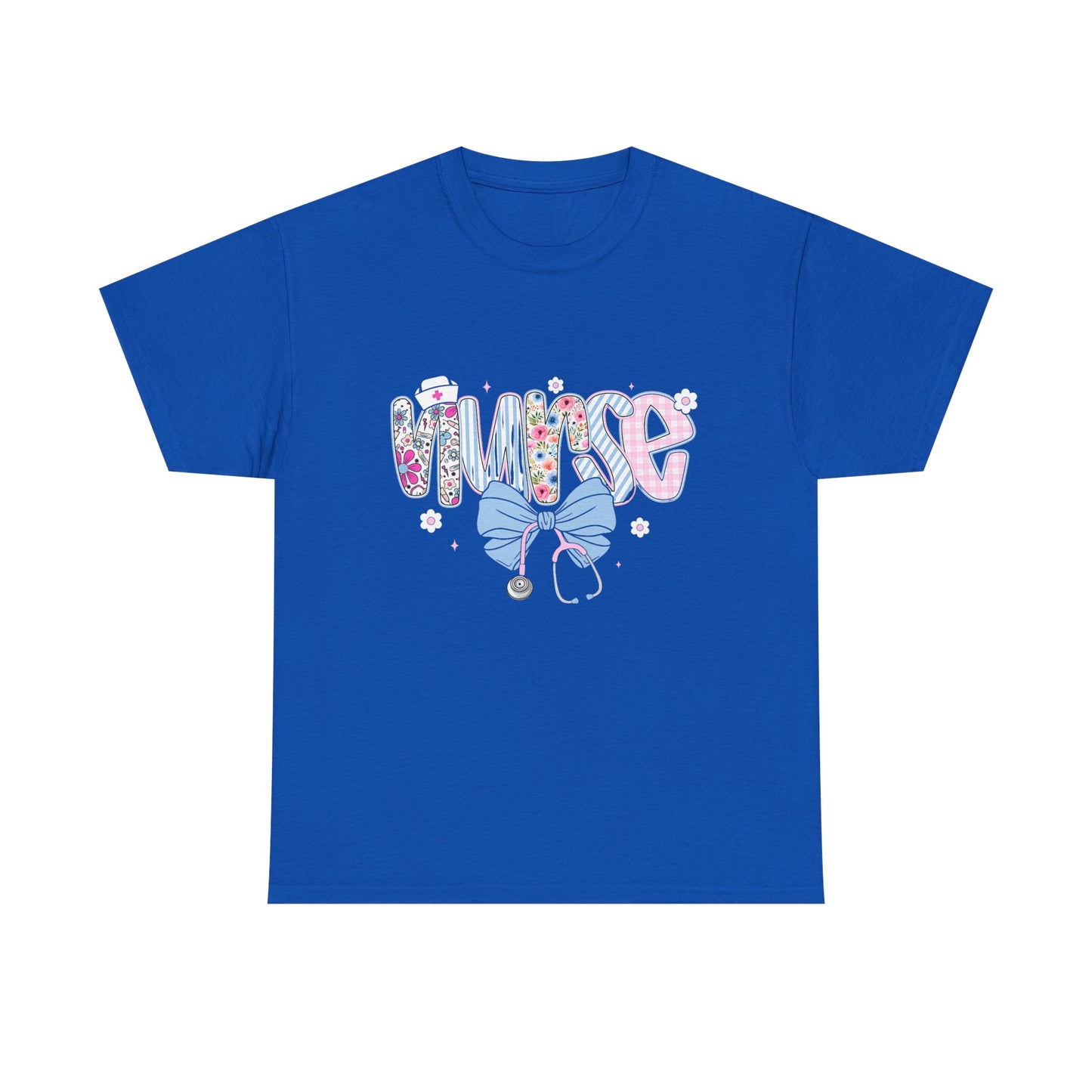 Women's Nurse Life Tee — Cute Floral 'NURSE' Bow Scrubs Graphic T-Shirt