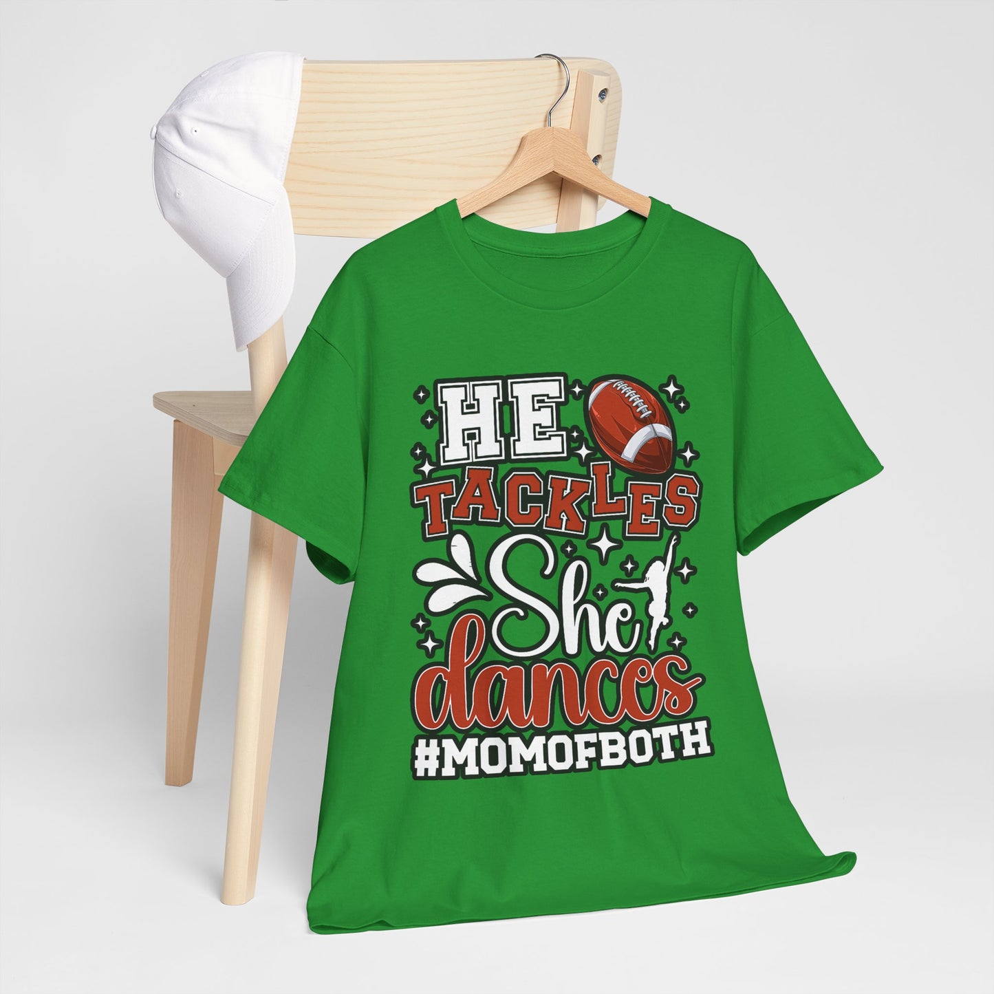Mom of Both Football & Dance T-Shirt – "He Tackles, She Dances" #MOMOFBOTH