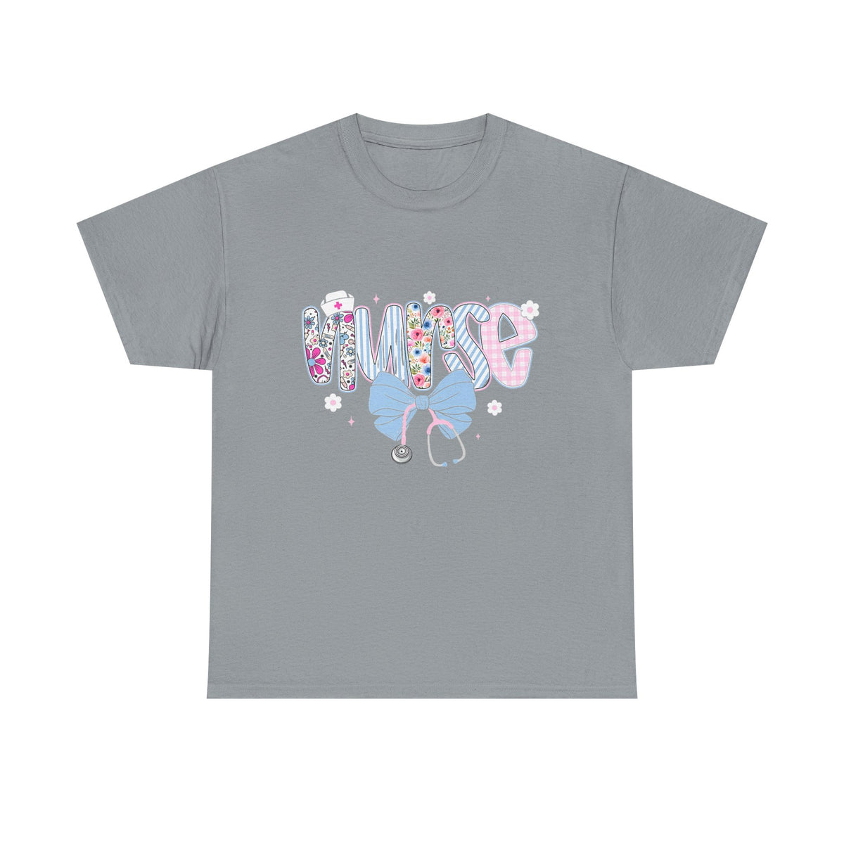 Women's Nurse Life Tee — Cute Floral 'NURSE' Bow Scrubs Graphic T-Shirt
