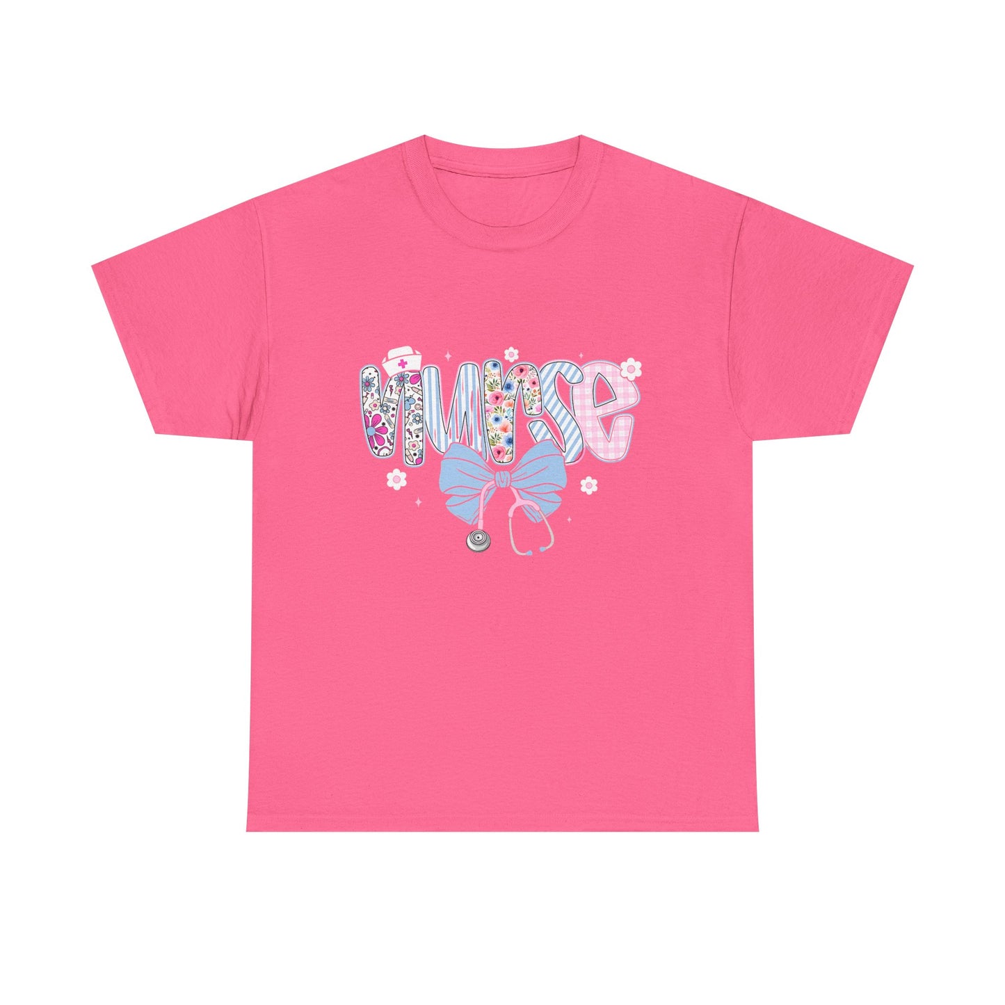 Women's Nurse Life Tee — Cute Floral 'NURSE' Bow Scrubs Graphic T-Shirt
