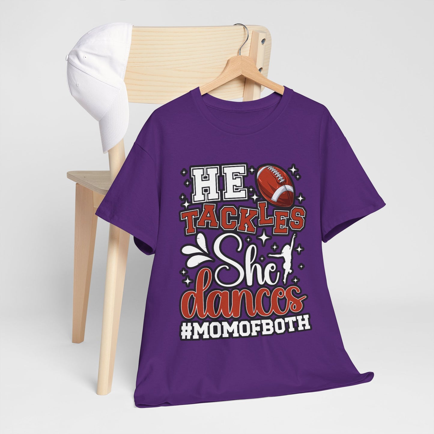 Mom of Both Football & Dance T-Shirt – "He Tackles, She Dances" #MOMOFBOTH