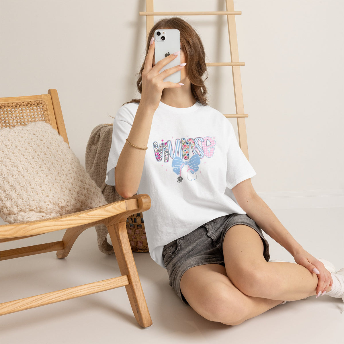 Women's Nurse Life Tee — Cute Floral 'NURSE' Bow Scrubs Graphic T-Shirt