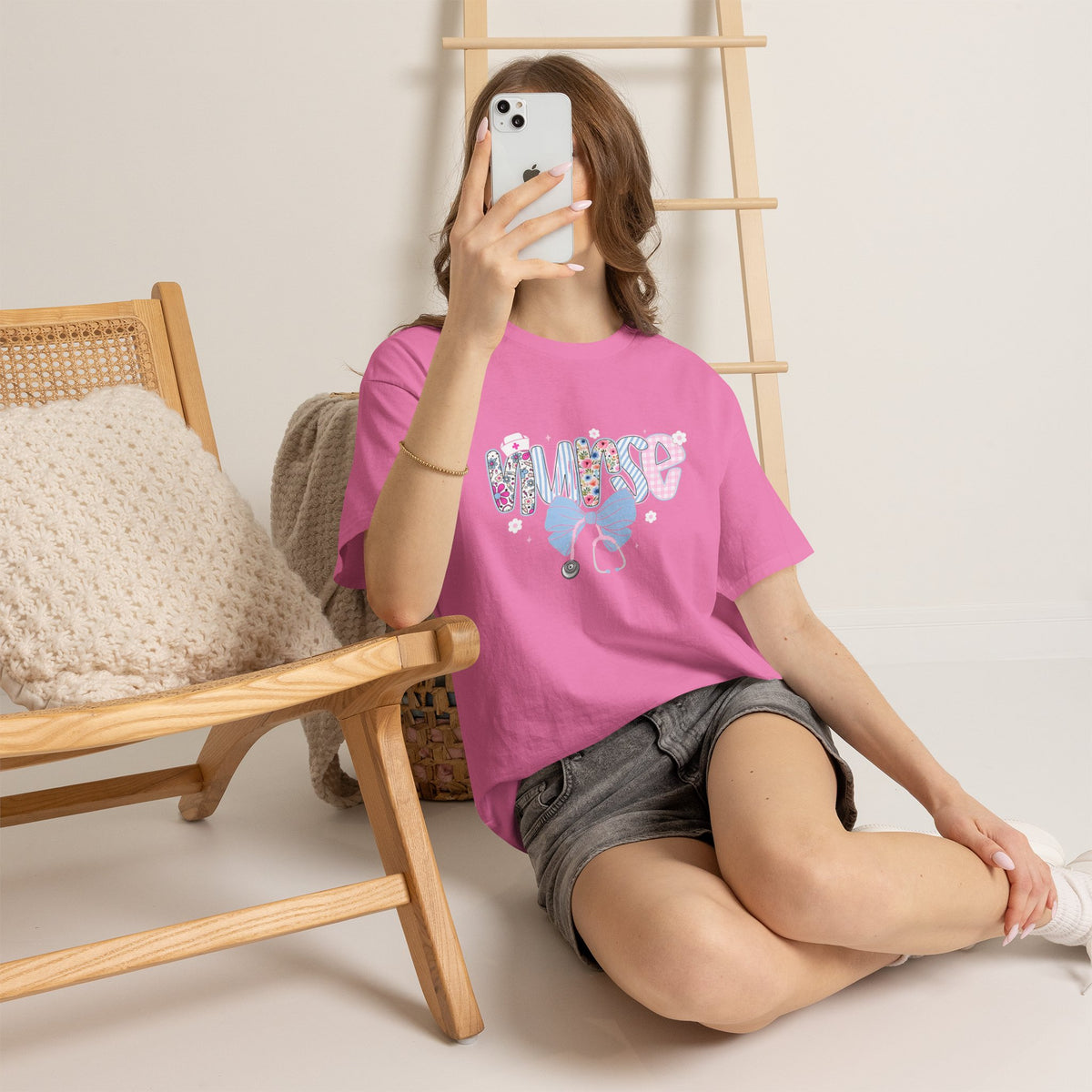 Women's Nurse Life Tee — Cute Floral 'NURSE' Bow Scrubs Graphic T-Shirt