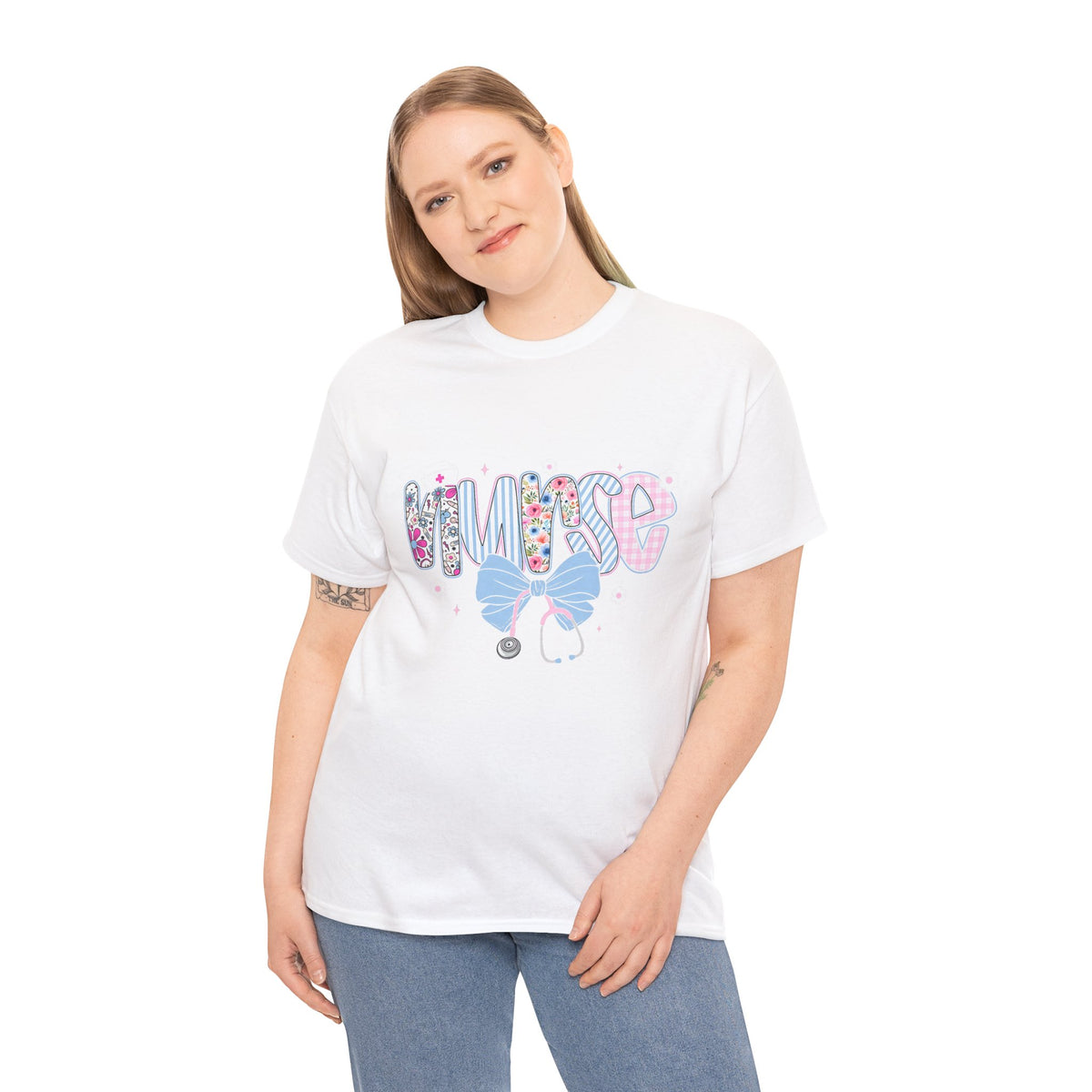 Women's Nurse Life Tee — Cute Floral 'NURSE' Bow Scrubs Graphic T-Shirt