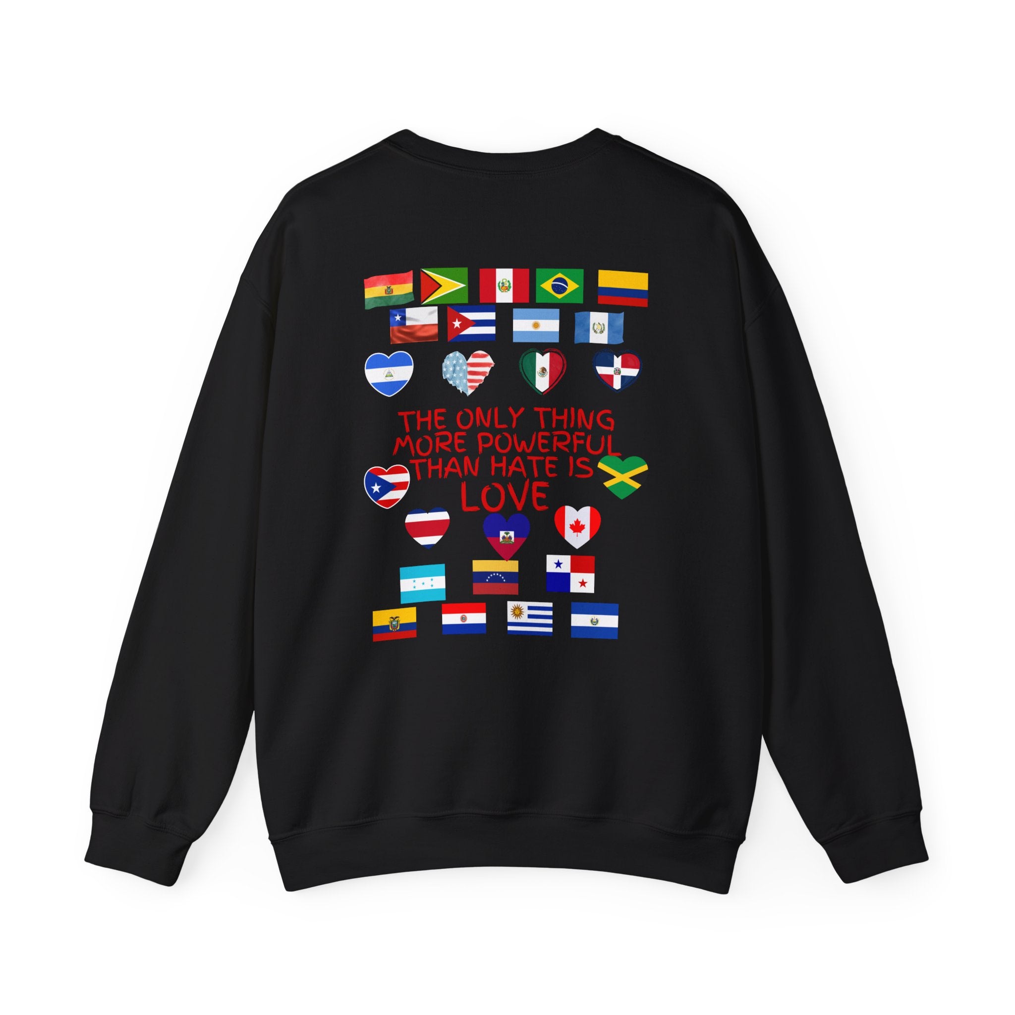 Crewneck Sweatshirt — 'Together We Rise' Love & International Flags Peace Design