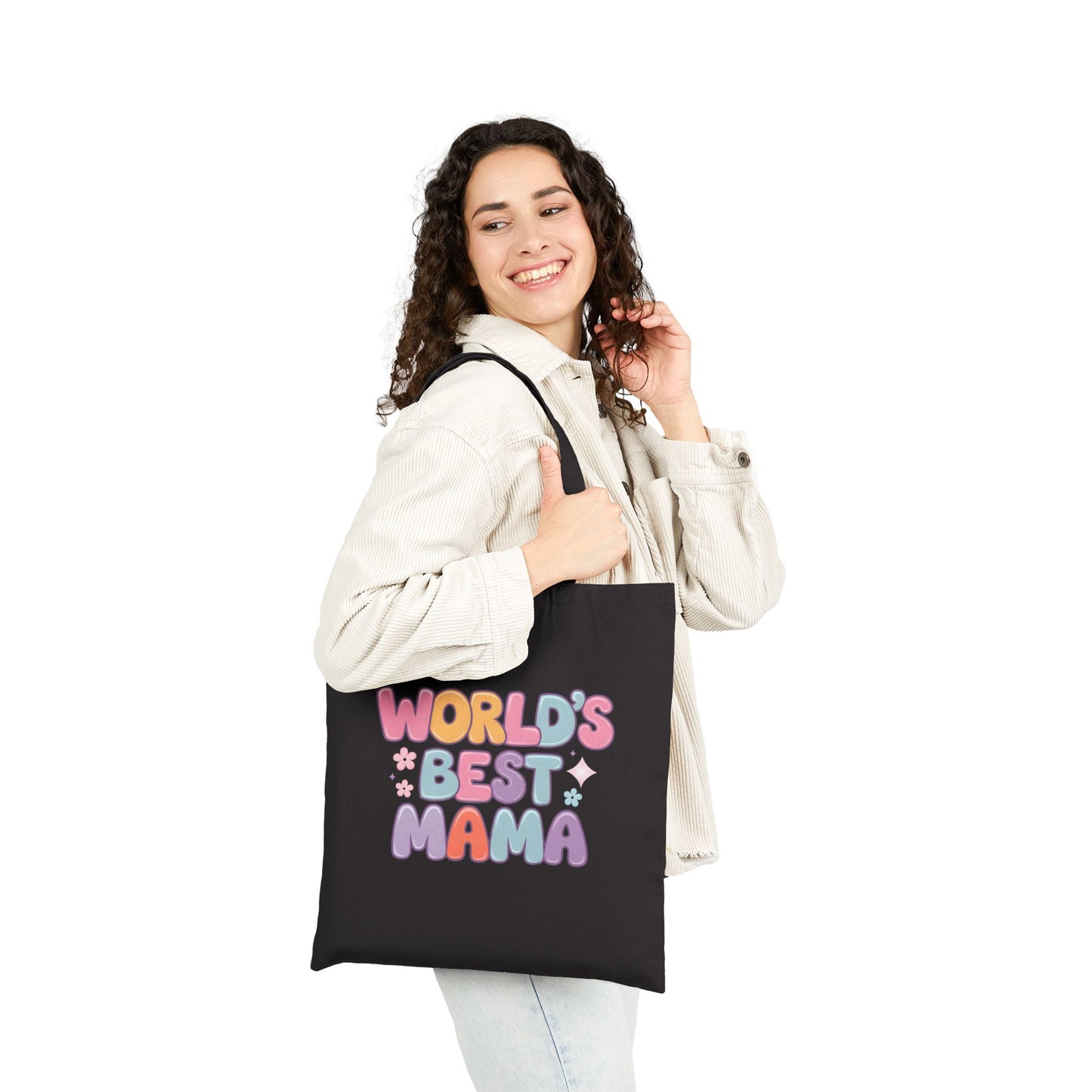 Tote Bag — "World's Best Mama" Retro Pastel Mother's Day Gift