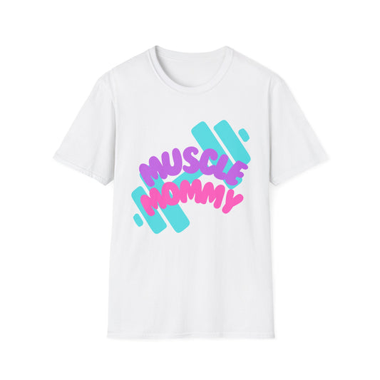 Muscle Mommy T-Shirt — Cute Fitness Mom Tee (Pastel Pink & Teal)