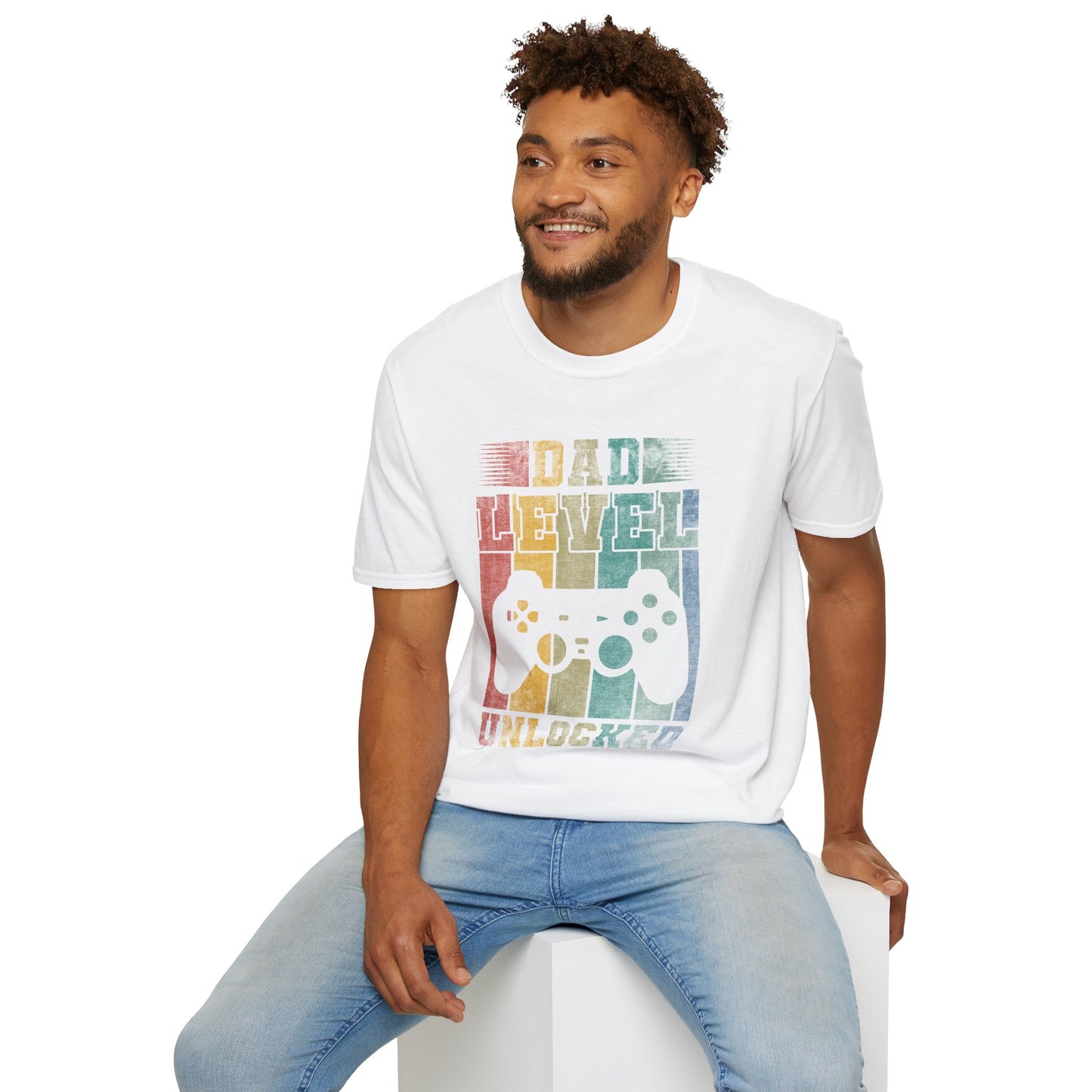 Dad Level Unlocked T-Shirt — Retro Gamer Controller Father’s Day Tee