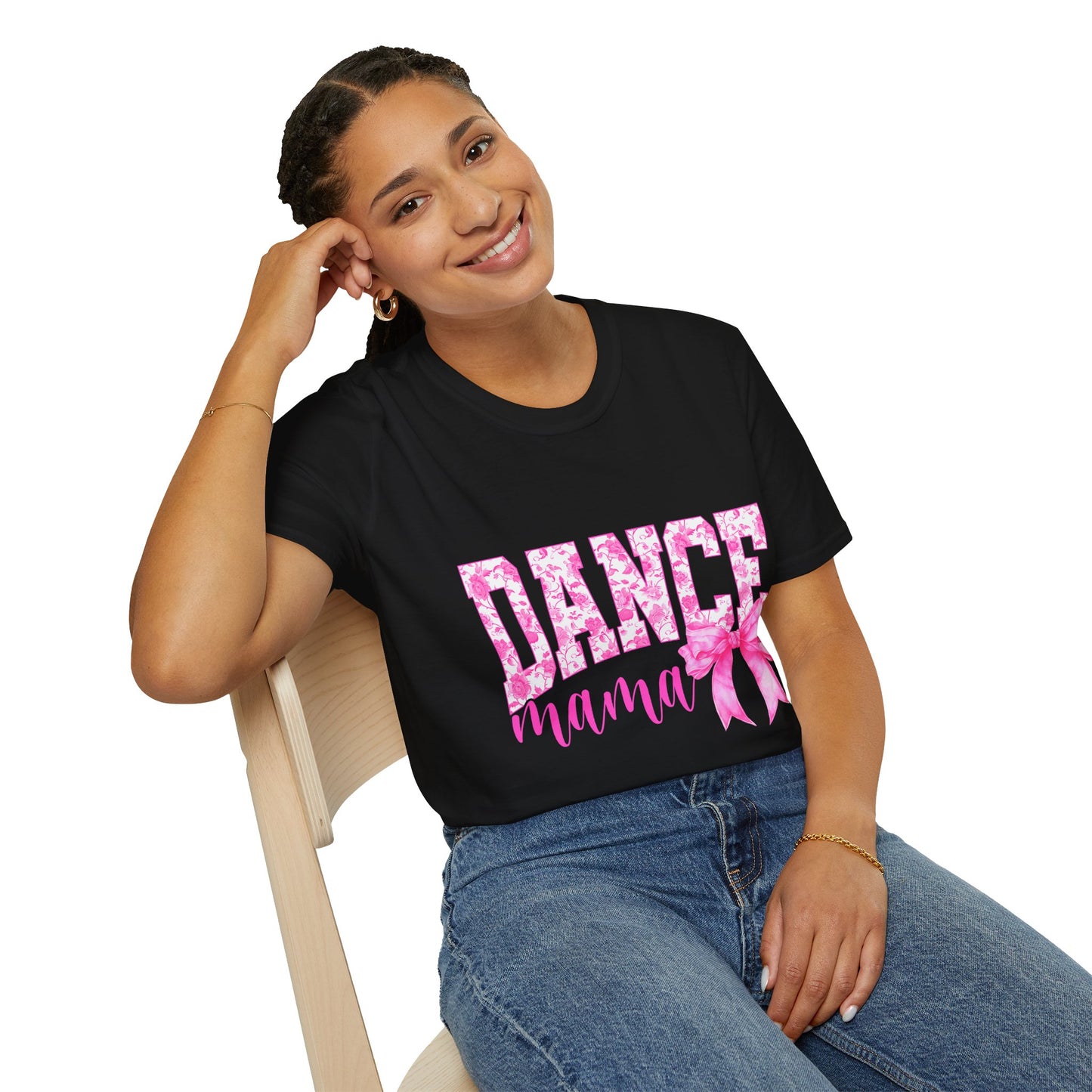 Dance Mama T-Shirt — Pink Floral Dance Mom Tee with Bow