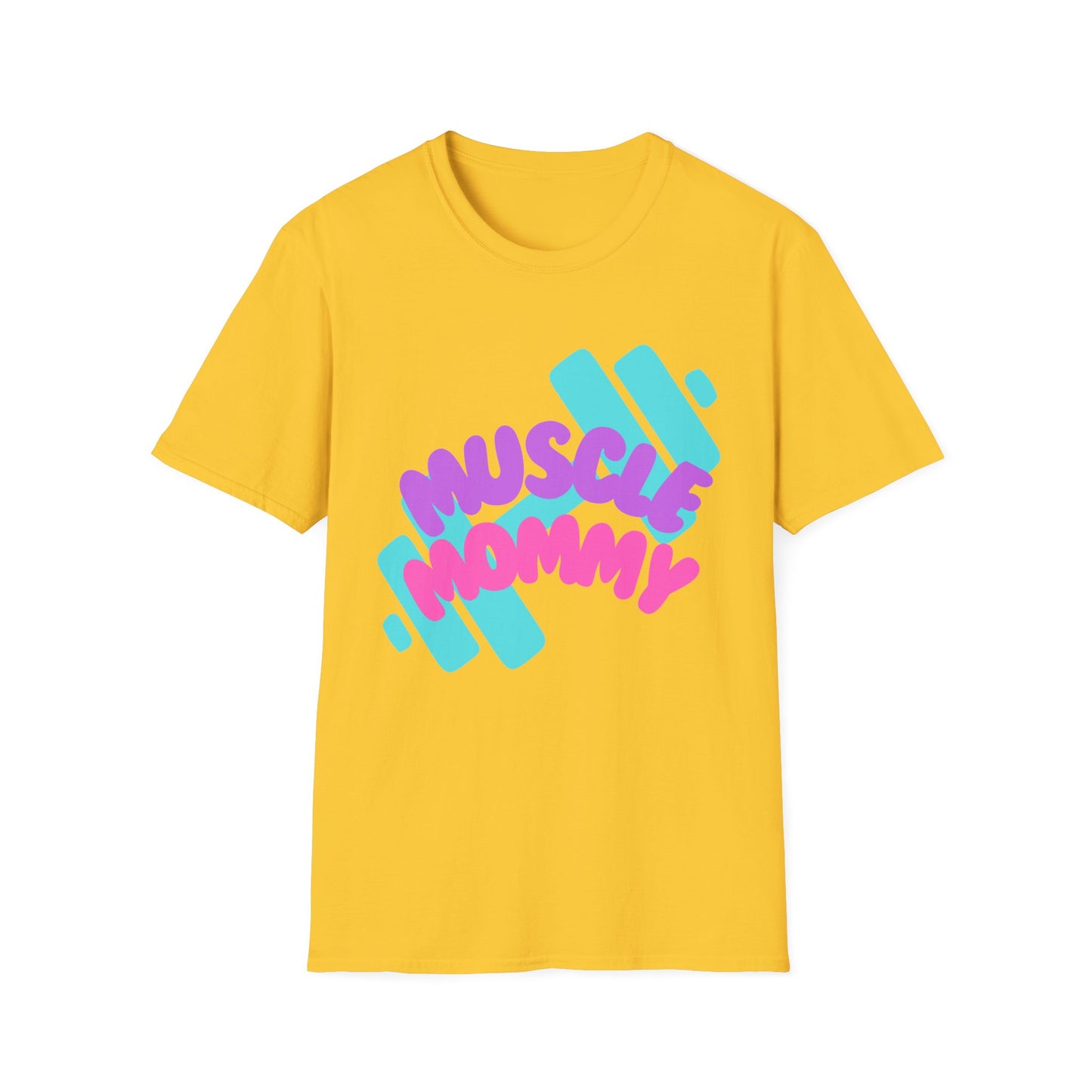 Muscle Mommy T-Shirt — Cute Fitness Mom Tee (Pastel Pink & Teal)