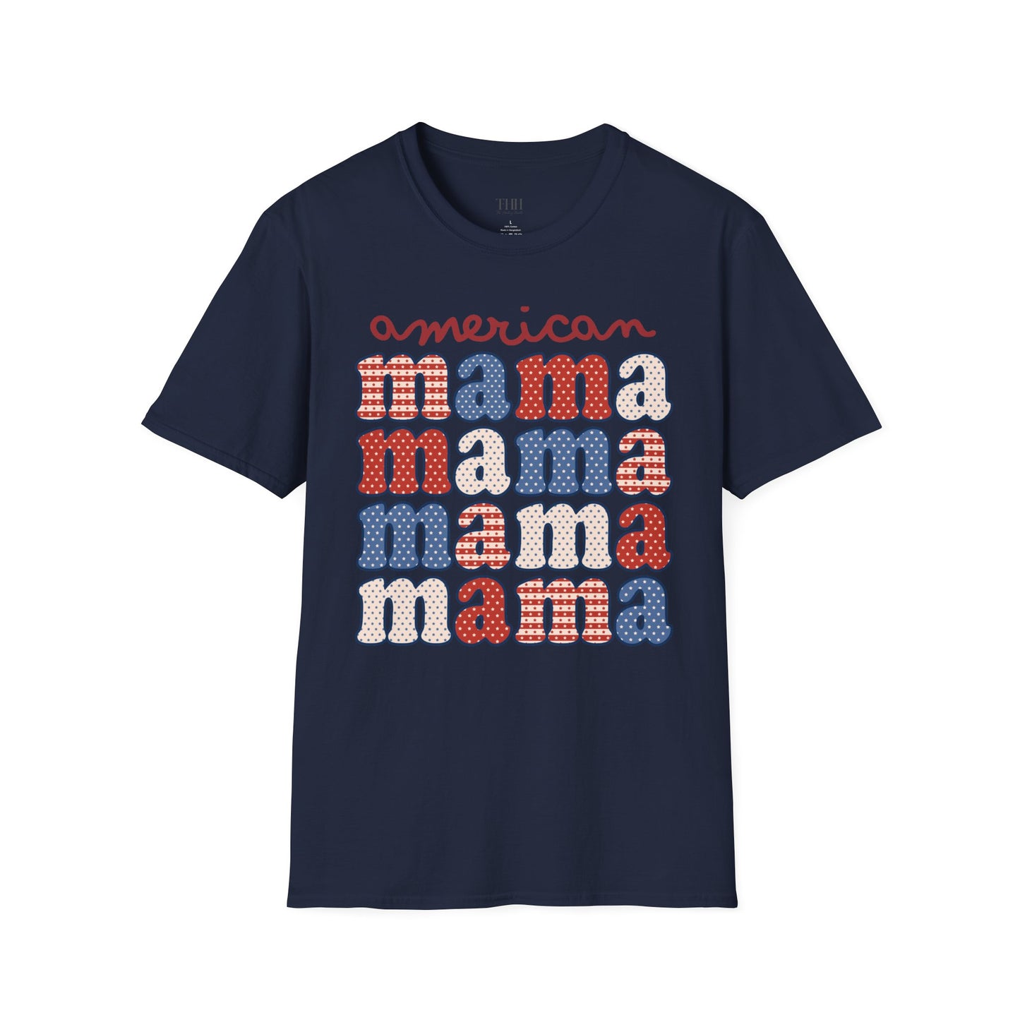 American Mama T-Shirt — Retro Patriotic Mama Tee for 4th of July & Mother's Day