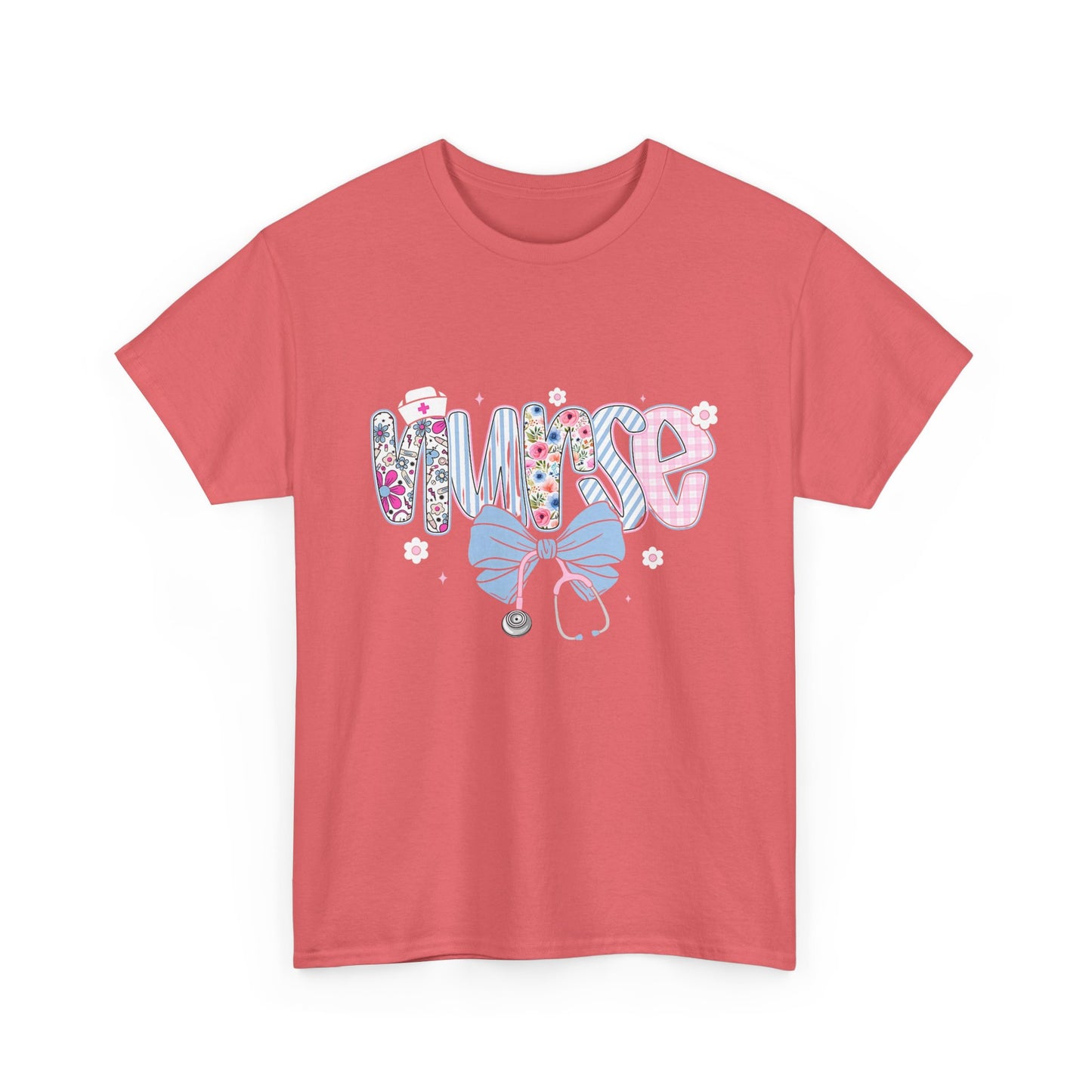 Women's Nurse Life Tee — Cute Floral 'NURSE' Bow Scrubs Graphic T-Shirt