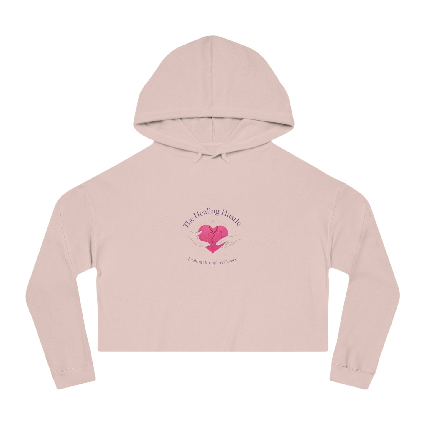 Cropped Hoodie — 'The Healing Heart' Pink Heart Logo Women's Cropped Hooded Sweatshirt