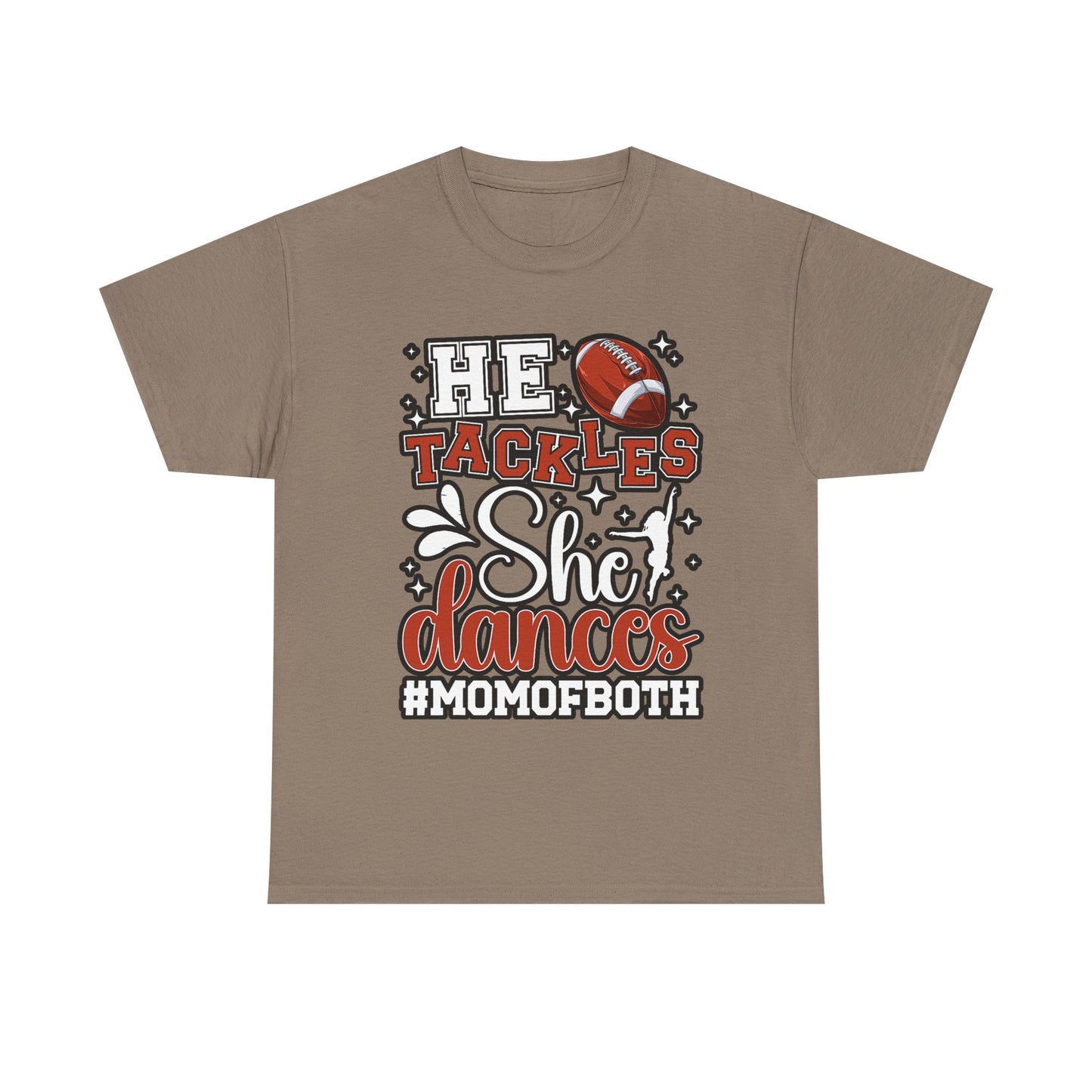 Mom of Both Football & Dance T-Shirt – "He Tackles, She Dances" #MOMOFBOTH