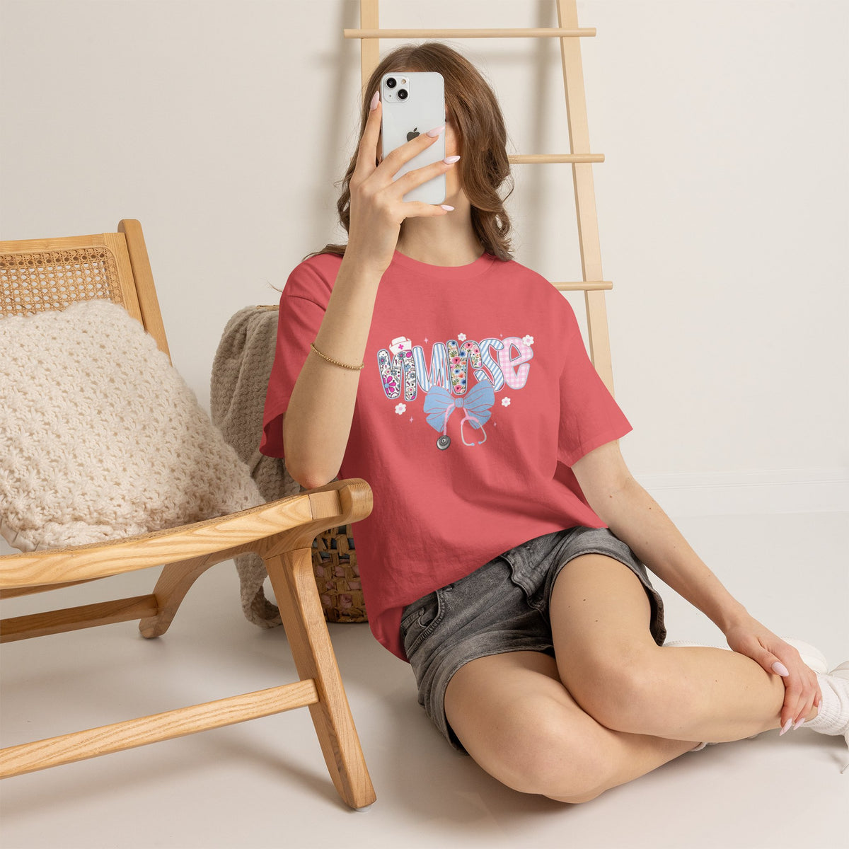 Women's Nurse Life Tee — Cute Floral 'NURSE' Bow Scrubs Graphic T-Shirt