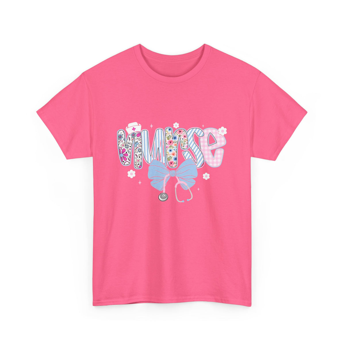 Women's Nurse Life Tee — Cute Floral 'NURSE' Bow Scrubs Graphic T-Shirt