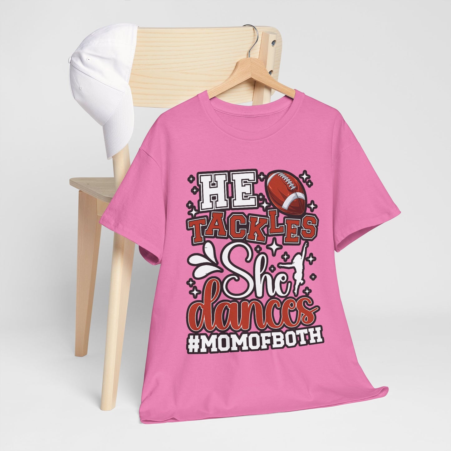 Mom of Both Football & Dance T-Shirt – "He Tackles, She Dances" #MOMOFBOTH