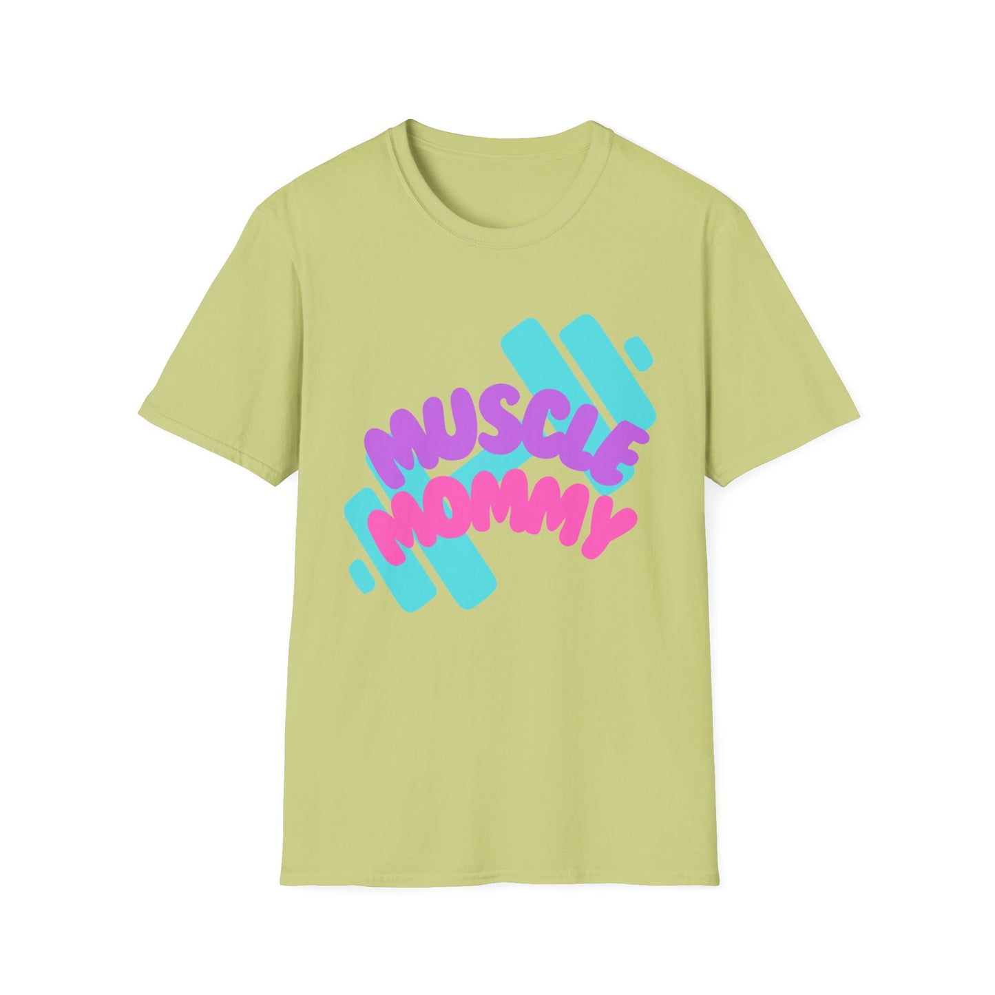 Muscle Mommy T-Shirt — Cute Fitness Mom Tee (Pastel Pink & Teal)