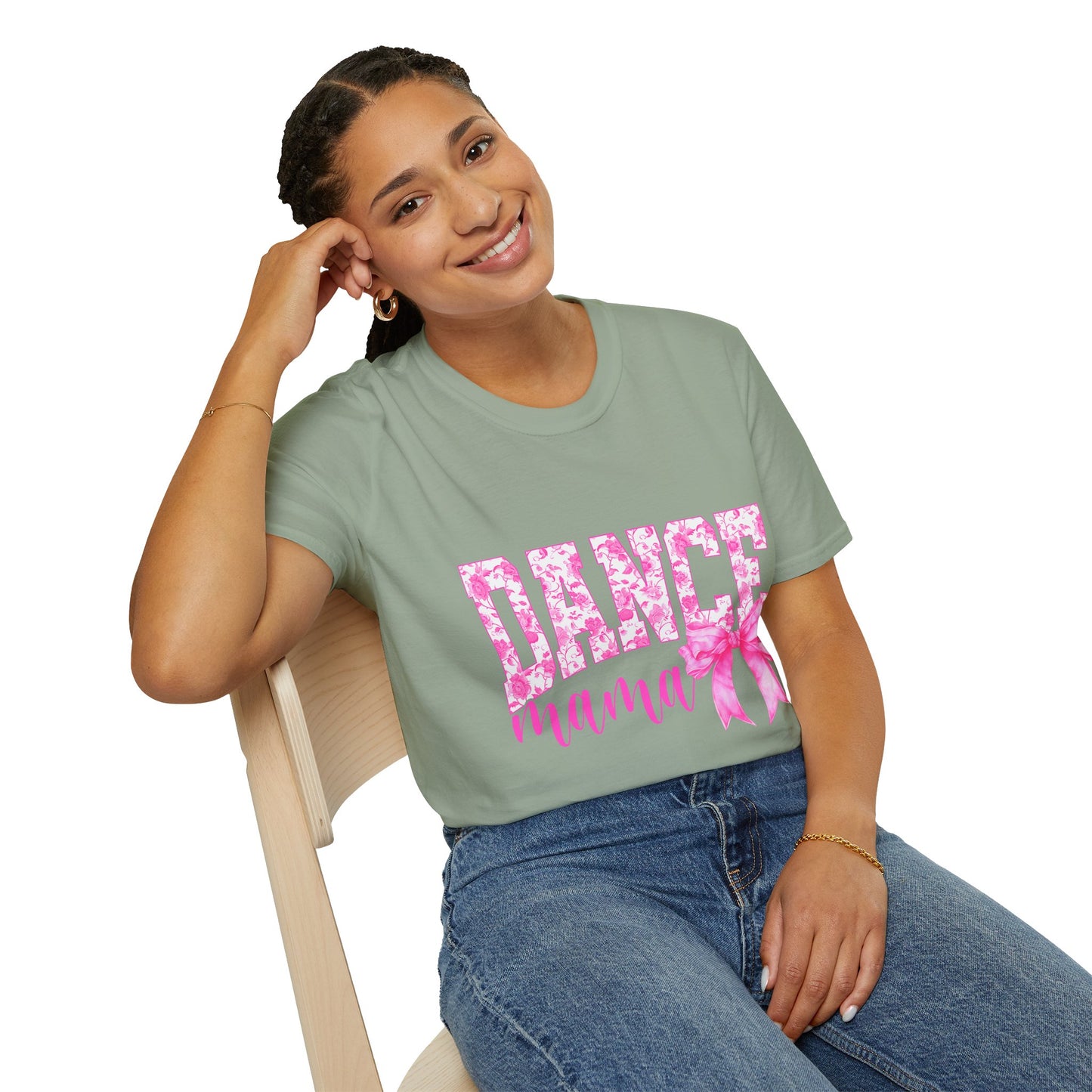 Dance Mama T-Shirt — Pink Floral Dance Mom Tee with Bow