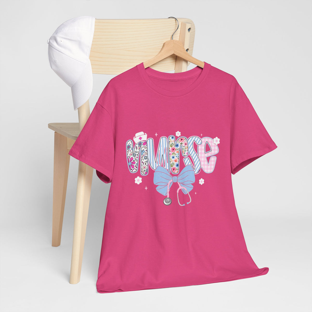 Women's Nurse Life Tee — Cute Floral 'NURSE' Bow Scrubs Graphic T-Shirt