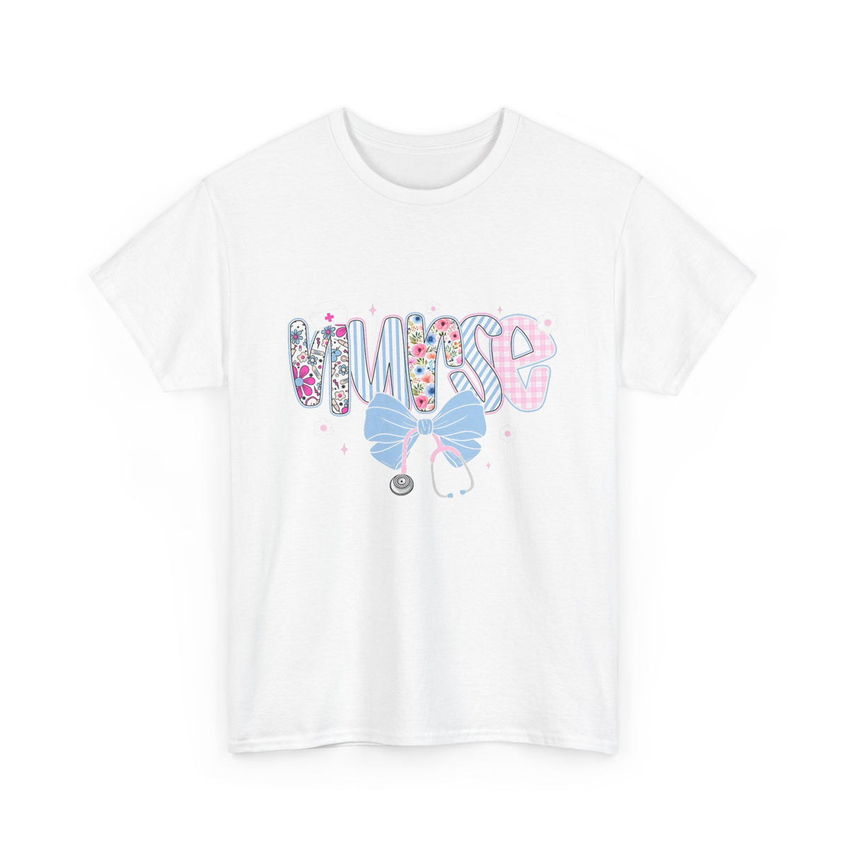 Women's Nurse Life Tee — Cute Floral 'NURSE' Bow Scrubs Graphic T-Shirt