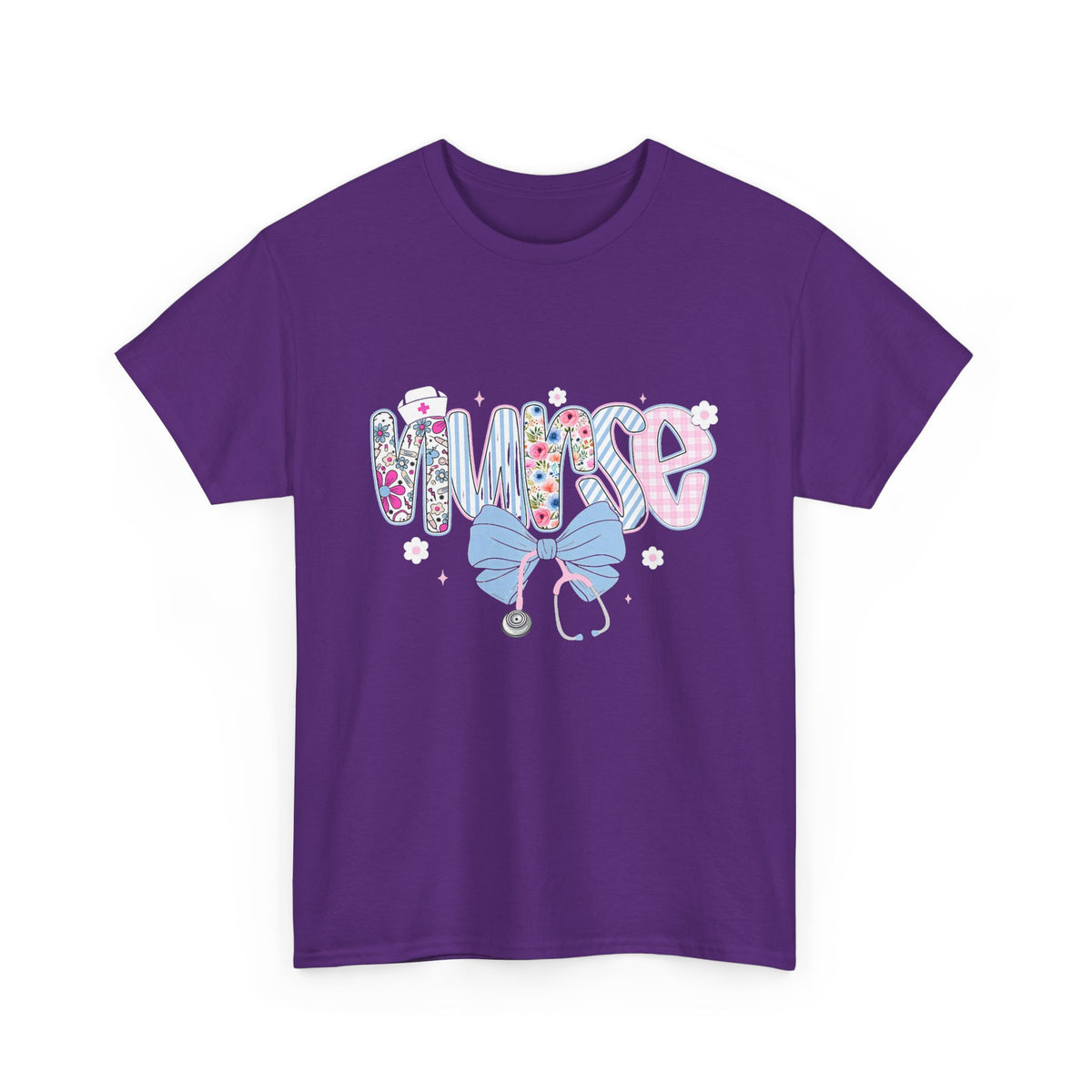 Women's Nurse Life Tee — Cute Floral 'NURSE' Bow Scrubs Graphic T-Shirt
