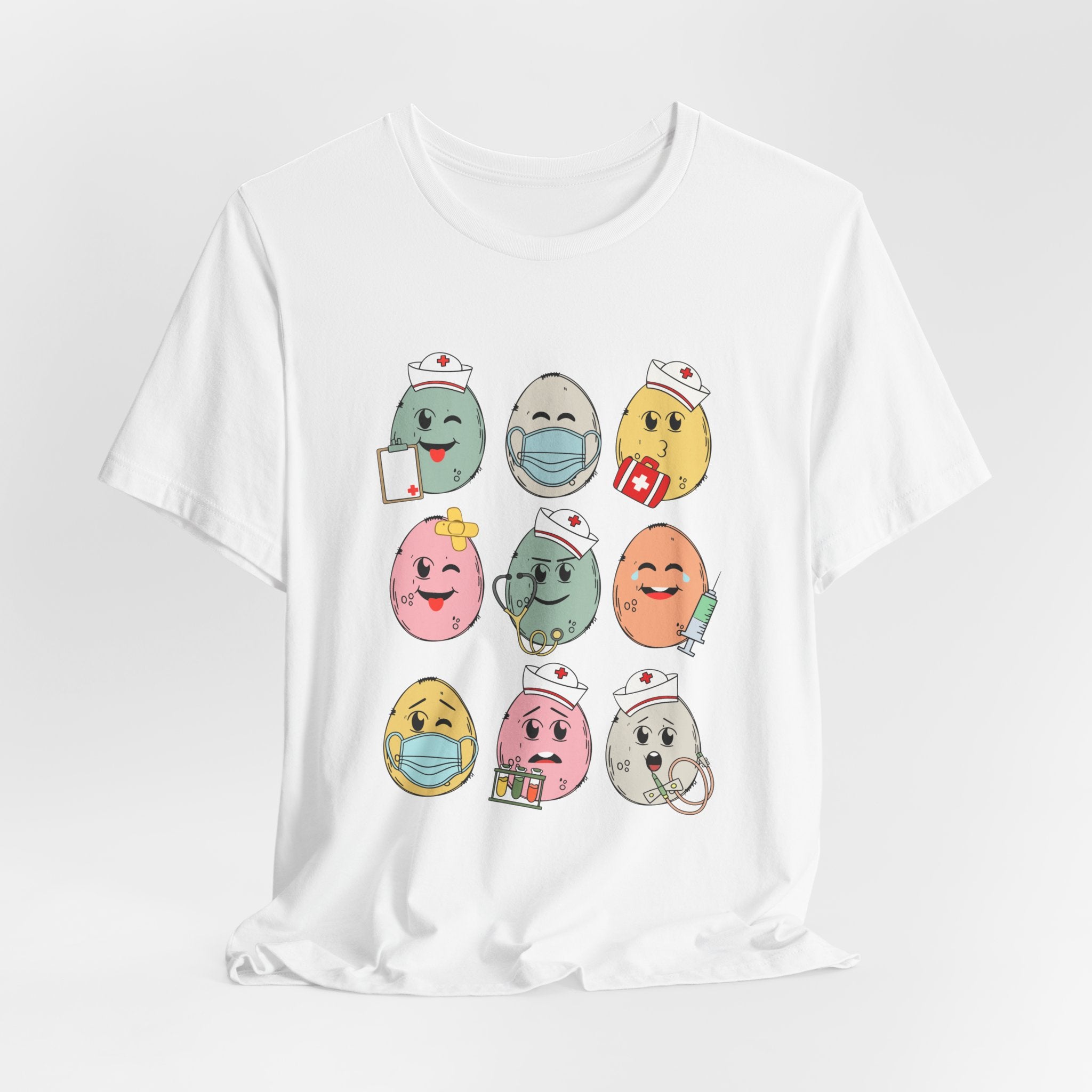 Cute Nurse Egg Emoji T-Shirt – Healthcare Worker Appreciation Tee