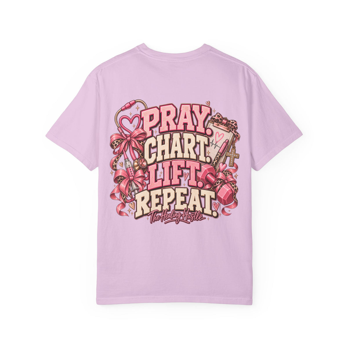 Pray Chart Lift Repeat Inspirational Graphic T-Shirt