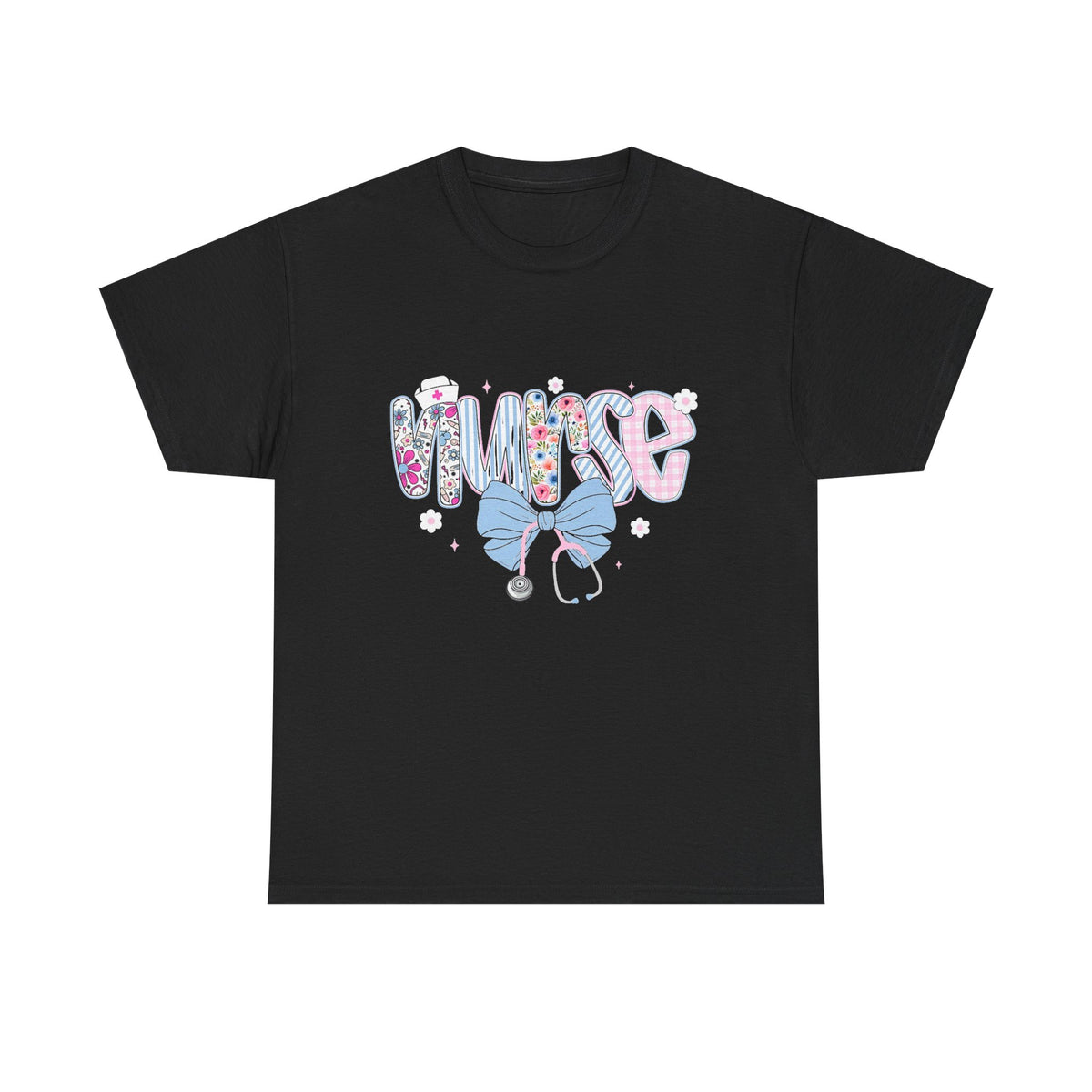 Women's Nurse Life Tee — Cute Floral 'NURSE' Bow Scrubs Graphic T-Shirt
