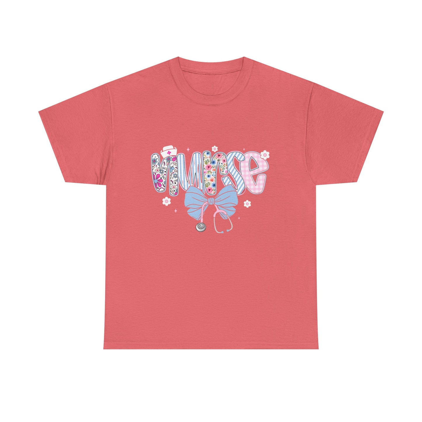 Women's Nurse Life Tee — Cute Floral 'NURSE' Bow Scrubs Graphic T-Shirt