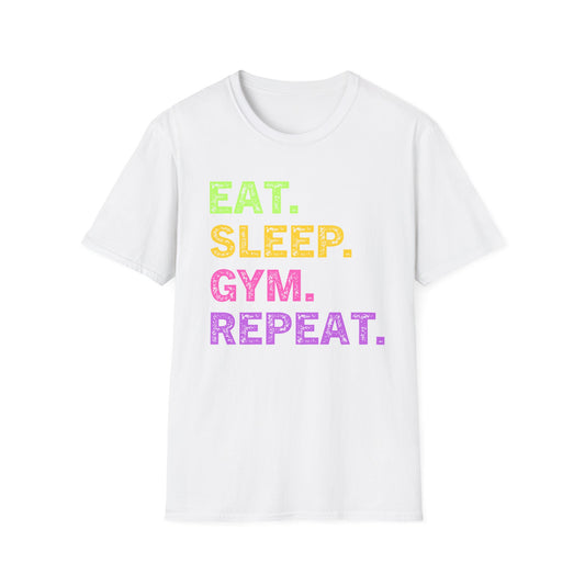 Eat. Sleep. Gym. Repeat. Fitness T-Shirt — Motivational Workout Tee