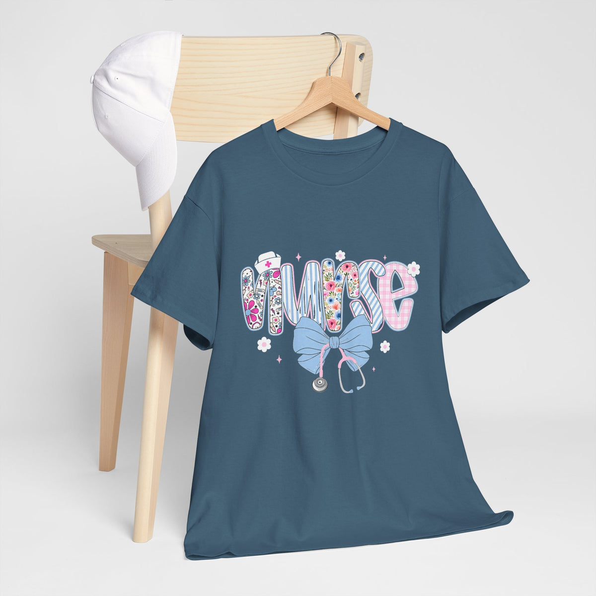 Women's Nurse Life Tee — Cute Floral 'NURSE' Bow Scrubs Graphic T-Shirt
